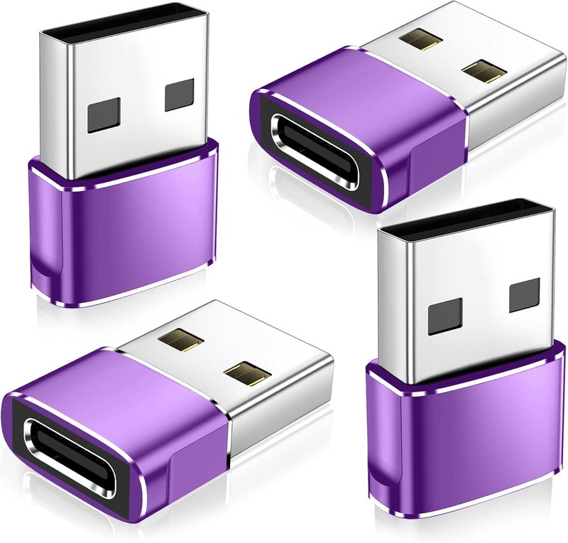xiwxi 𝟒𝐏𝐚𝐜𝐤 𝐔𝐩𝐠𝐫𝐚𝐝𝐞𝐝 USB to USB C Adapter,Type-C Female to A Male Car Charger OTG Converter for Apple Watch Ultra 8 9 10,iPhone 16 15 14 13 Pro Max,Samsung S24,Nintendo Switch,AirPods,iPad,Car - Image 1